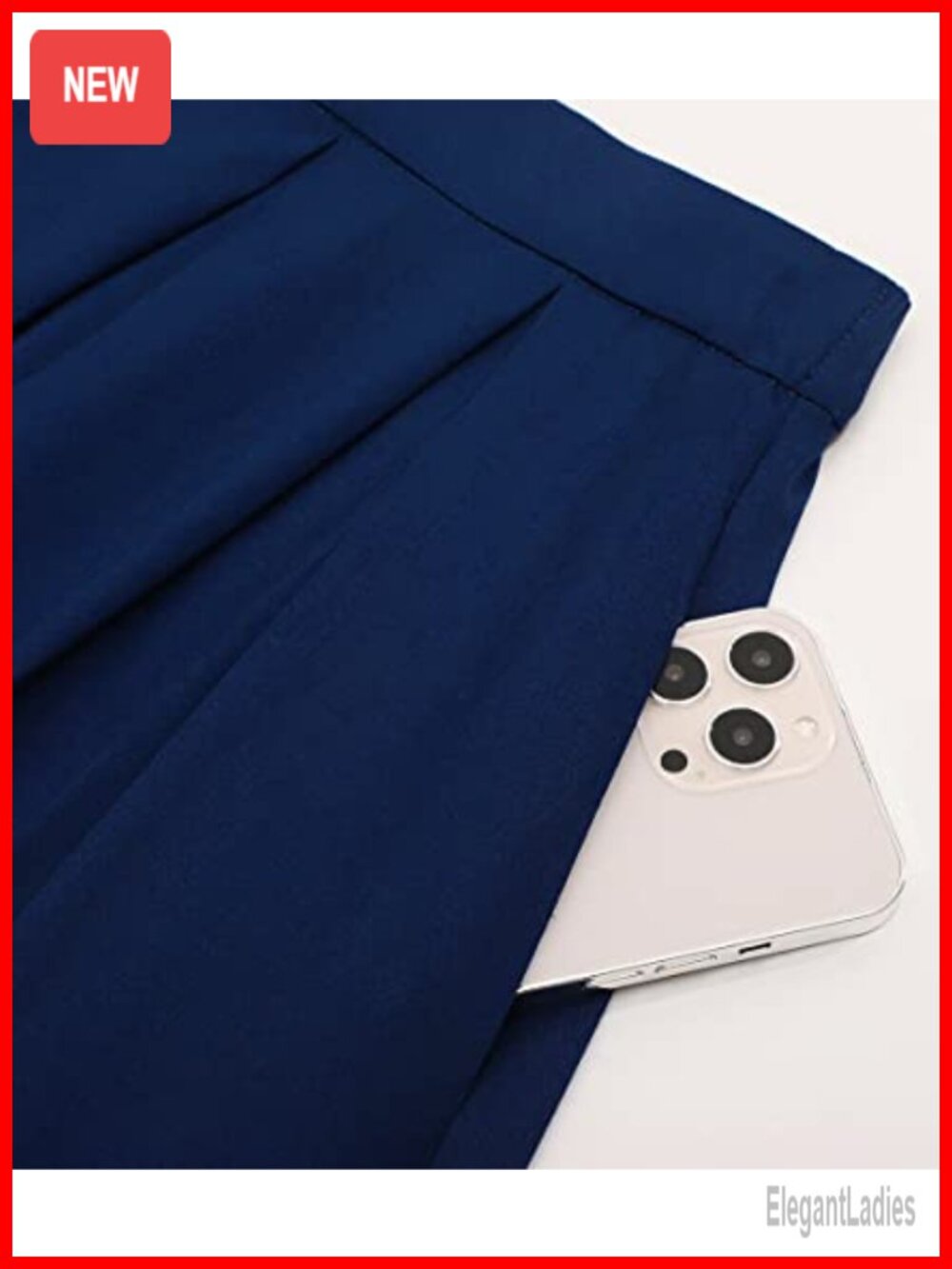 A-Line Pleated Midi Skirt with Pockets High Waist Retro Flared - Picture 4 of 6